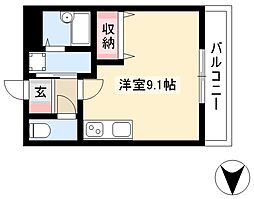 エメラルドノービレII 3階ワンルームの間取り
