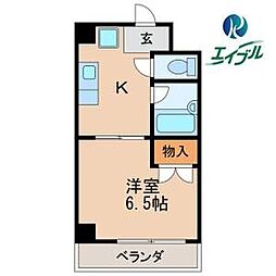 メゾン名城 4階1Kの間取り