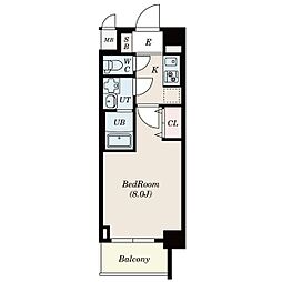 S-RESIDENCE志賀本通North 2階1Kの間取り