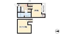 Ｐｈｉｌ　Ｇｌａｎｚ 2階1Kの間取り