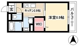 リオプラデーラ 2階1Kの間取り