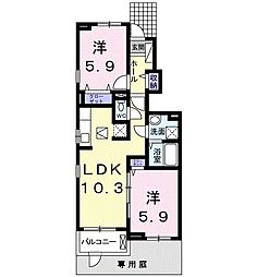BULL　II 1階2LDKの間取り