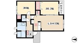 パルティーレ 2階2LDKの間取り