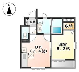 プレザンス・カメリア 1階1DKの間取り