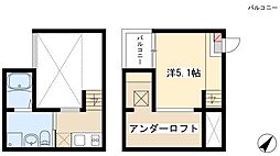 ラフェリオ 2階ワンルームの間取り