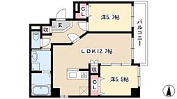 プライムコート 2LDKの間取図画像