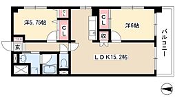 レージュ栄 2LDKの間取図画像