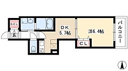 エステムプラザ名古屋駅前プライムタワー 1DKの間取図画像