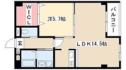 エルミタージュ 1LDKの間取図画像