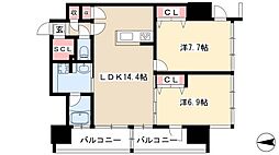 さくらヒルズニシキプラチナムレジデンス 2LDKの間取図画像
