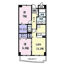 サンライズツーワン 2LDKの間取図画像