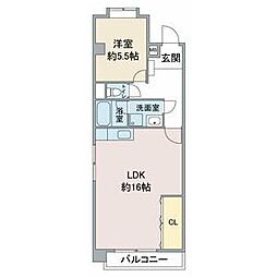 フジパークハイツB 1LDKの間取図画像
