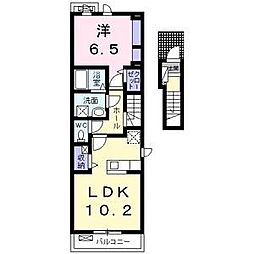 ヴァンベール中味鋺2 1LDKの間取図画像