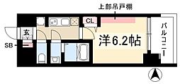 プレサンス名古屋ルクソリア 1Kの間取図画像