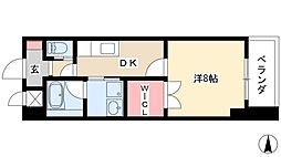 カーサビアンカ黒川 1DKの間取図画像