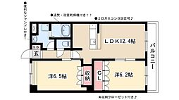 パルティールシャトー 2LDKの間取図画像