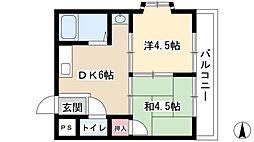 平出ハイツ 2DKの間取図画像