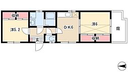 アビタシオン平安通 2DKの間取図画像