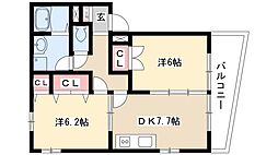 TRINITY 2DKの間取図画像
