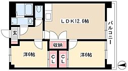 コンフォール南川 2LDKの間取図画像