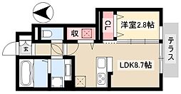 マーブル1 ワンルームの間取図画像