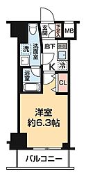 ガレリアレジデンス石川町 4階1Kの間取り