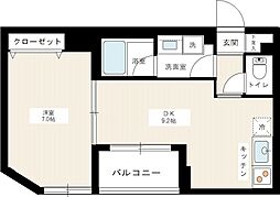 クイーンシティ板橋本町 1DKの間取図画像