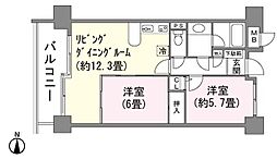 セレブラール勝浦 2LDKの間取図画像