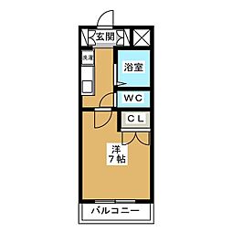 レジディア浦安 4階1Kの間取り