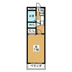 エリクシール南行徳壱番館 4階1Kの間取り