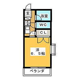 スカイマンション 7階1Kの間取り