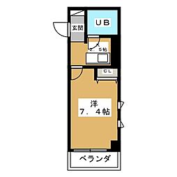 ローズマンションＡ69番館 3階1Kの間取り