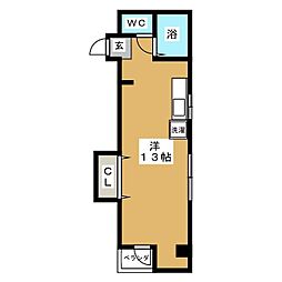 イワオビル 4階ワンルームの間取り