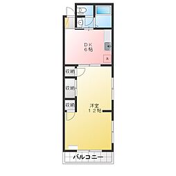 板倉ハイツ 1DKの間取図画像