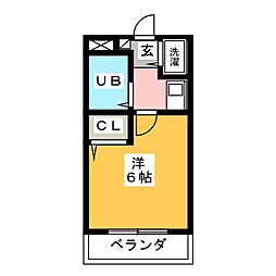 サンネコザネ 1Kの間取図画像
