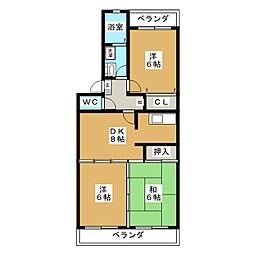 クレール北浜 3DKの間取図画像
