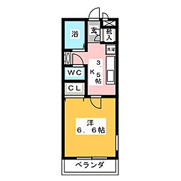 タナカアパートメント 1Kの間取図画像