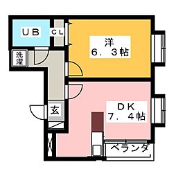 ローズマンションA-1 1DKの間取図画像