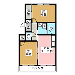 サンシティ・ヒコタC-3 2DKの間取図画像