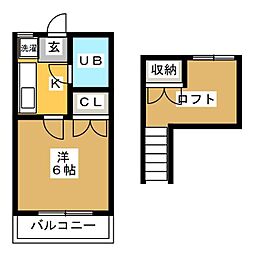 ローズアパートメント66番館 1Kの間取図画像