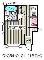 ローズアパートQ-54D棟 ワンルームの間取図画像