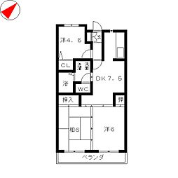 サンシティ・ヒコタC-1 3DKの間取図画像
