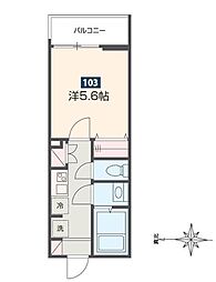 MELDIA柏 1階1Kの間取り