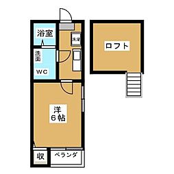コンパートメントハウス柏II 2階1Kの間取り