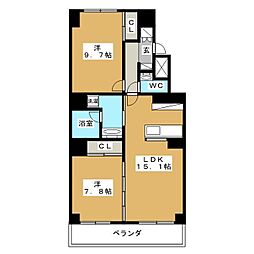 Ｔ’s　garden北柏2号棟 8階2LDKの間取り