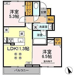トランキーノ　パルク 1階2LDKの間取り