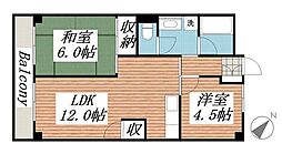 山口マンション 5階2LDKの間取り