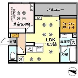 スリーレイヤー柏の葉 3階1LDKの間取り