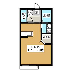ローズガーデン柏の葉Ｂ 1階ワンルームの間取り