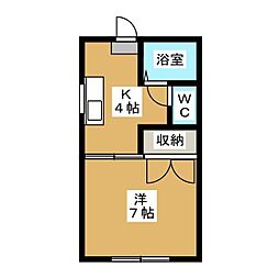 柏峰ハイツ 1Kの間取図画像